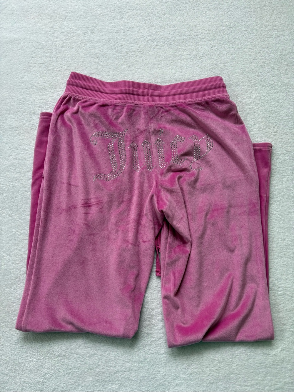 Juicy Couture Hot Pink Velour Sweatpants with Rhinestone Juicy Logo